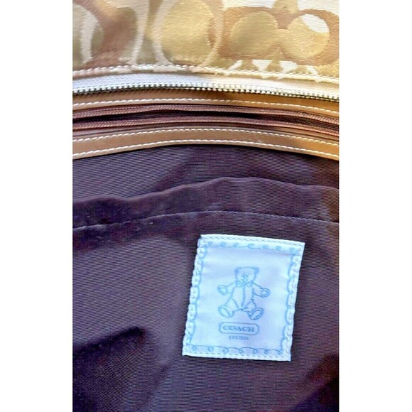 Coach Signature Canvas Leather Brown XL Diaper Bag Shoulder Weekend Work Tote - Picture 11 of 11